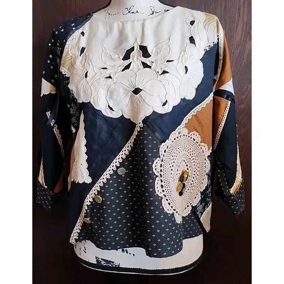 Scott August By O’Dell House Multi Media Mixed Print Plus Size 1X Vintage Artsy - Picture 1 of 14